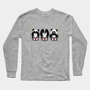 See no evil, hear no evil, speak no evil pandas Long Sleeve T-Shirt